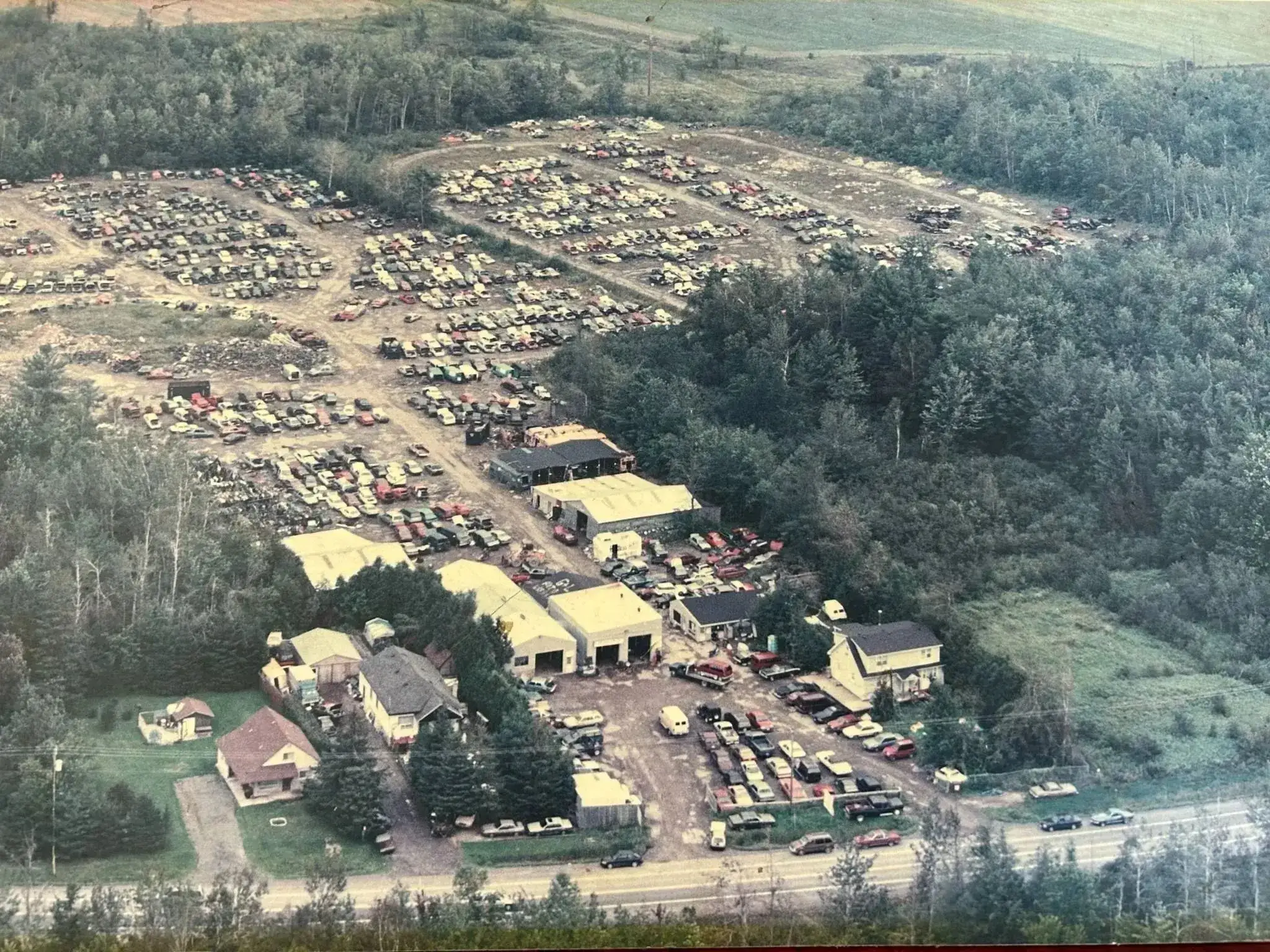 Aerial view of the G&L Auto recycling yard